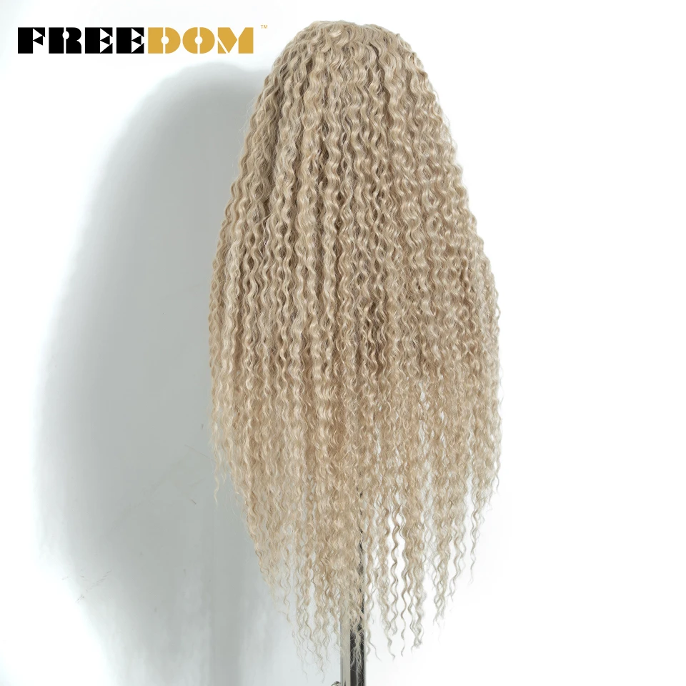 FREEDOM 6x4 Synthetische Lace-Front-Perücken für Damen, 32 Zoll, vorgefertigte, lange, lockige Lace-Perücke, vorgezupfte Haaransätze, Ombré-Braun-Blond, Perücken ohne Klebstoff. – Detail 12