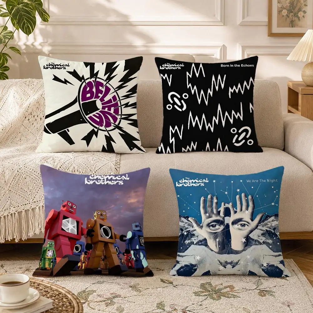 Band chemical brothers Cushion Cover Soft Square Throw Pillow Covers Set for Sofa Bedroom Car Home Decoration