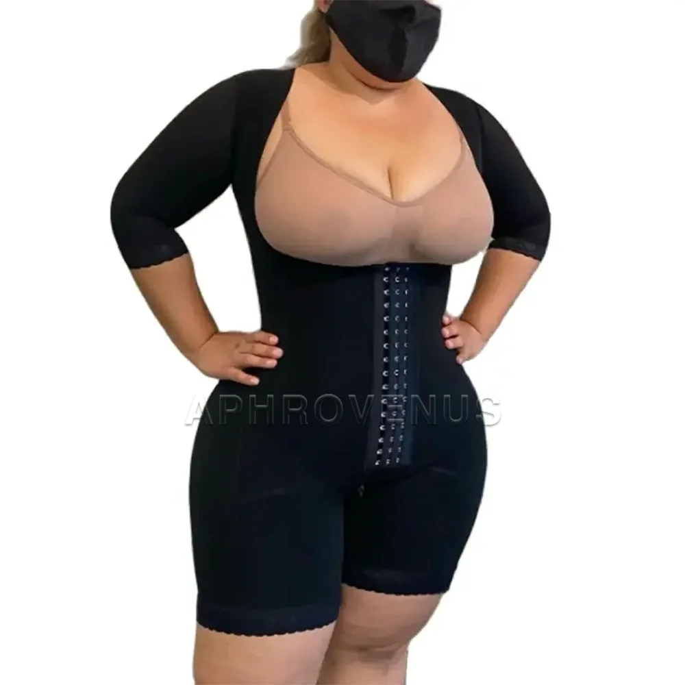 Fajas High Qualit Compression Short Sleeves Adjustable Front Closure Shapewear Front Hooks Slimming Butt Lifter Bodysuit