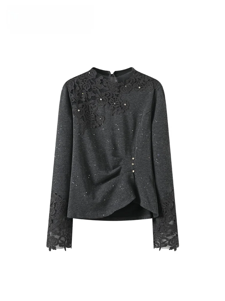 

Модная свободная футболка с длинным рукавом для женщин больших размеров, новинка весеннего сезона, с эффектом похудения, повседневный удобный топ, трендовый.