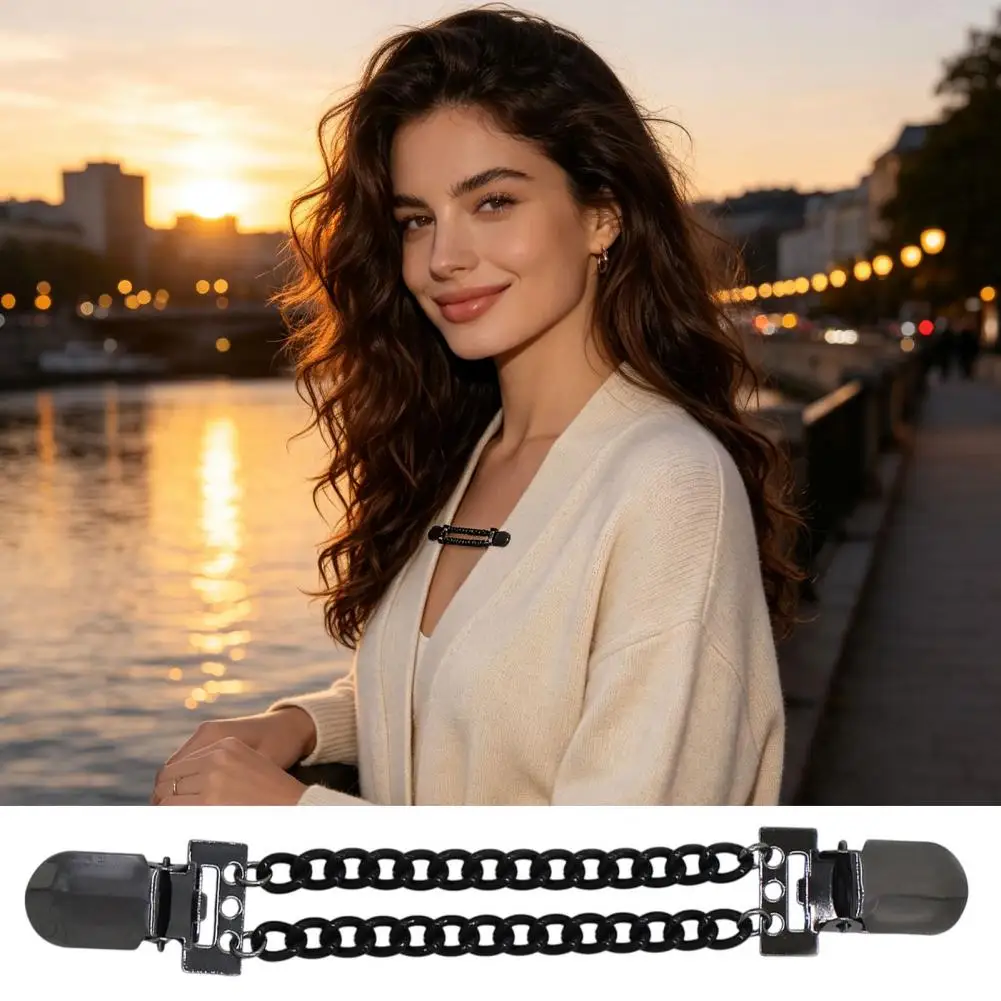 Cardigan Clips for Women Gold or Silver Shawl Pins 3pcs Vintage Sweater Clips for Women Retro Double Chain Cardigan Fasteners