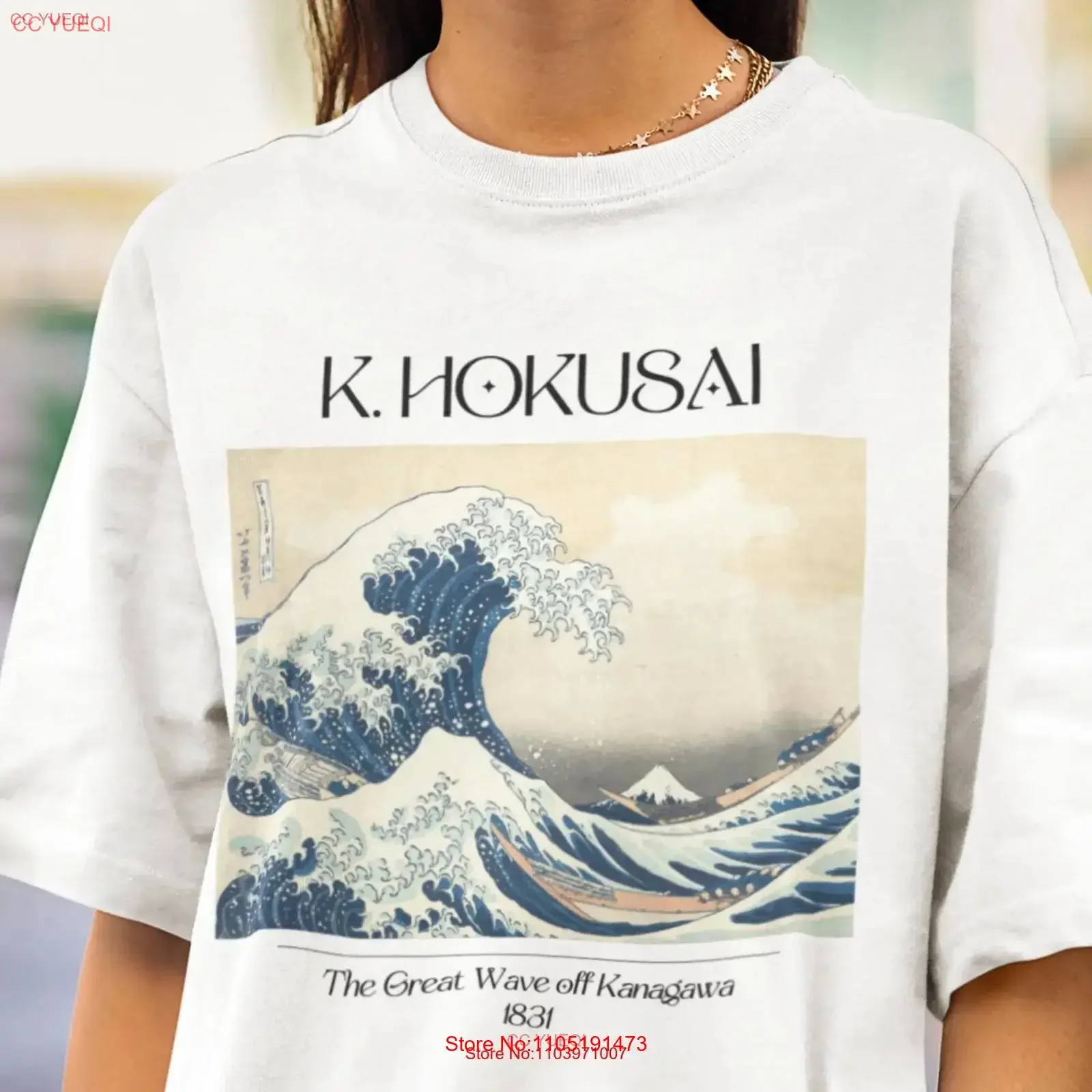 

Katsushika Hokusai The Great Wave off Kanagawa Japanese ArT T Shirt Ukiyo e Painting Kanji Edo Period Artsy Clothes vintage