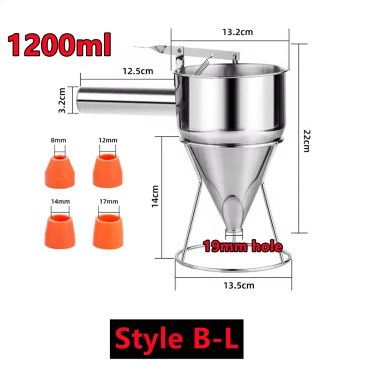 

ABNH 1200 мл дозатор-воронка из нержавеющей стали с 4 стойками для утечек, машина для приготовления кексов, блинов, теста, осьминог, рыбный шар, кухонные инструменты