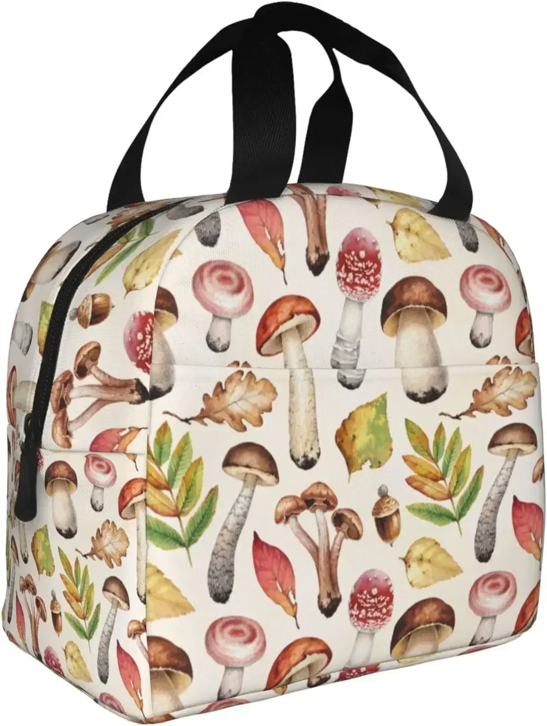 

Mushroom Leaves Autumn Insulated Lunch Bag For Women Men Reusable Lunch Box Container Waterproof Portable Cooler Thermal Tote