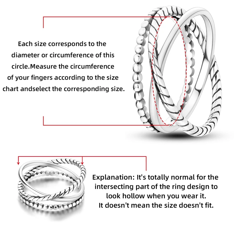 Women's 925 Sterling Silver Stackable Infinite Zircon Ring