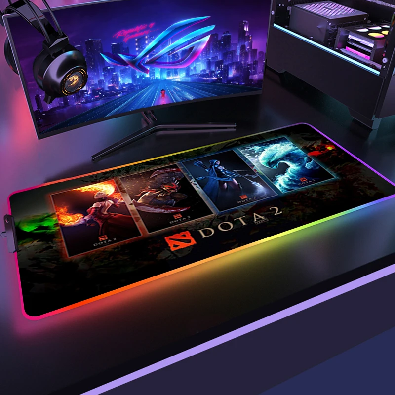 RGB Keyboard Mats Carpet 900x400 Dota2 Large RGB Mouse Pad Gaming Mousepad LED Lighting Mouse Mat Gamer Mousepads PC Desk Pads