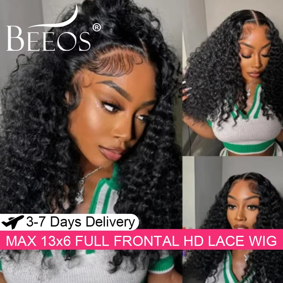 

250% Burmese Curly 13X6 HD Lace Frontal Wigs Real HD Lace Front Human Hair Wigs Deep Side Parting Ultra Fitted Curly Wigs Remy