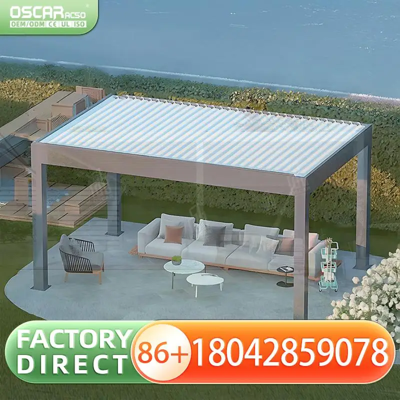 جودة عالية سهلة التركيب مقاوم للماء كهربائي قابل للسحب في الهواء الطلق عريشة PVC أوتوماتيكية لحديقة الفناء الخلفي العريشة #3