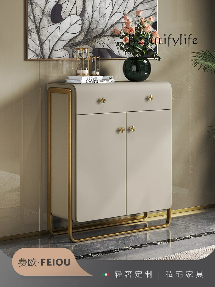

Light Luxury Home Foyer Storage Shoe Rack Modern Marble Small Apartment High-End Fashion Entrance Cabinet