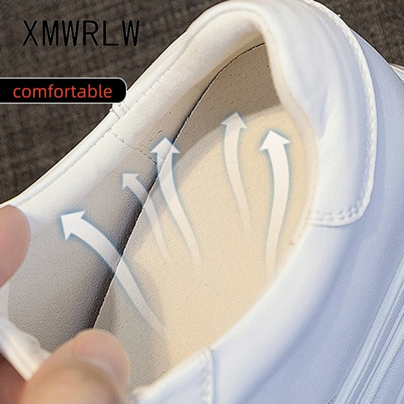 XMWRLW Women's Chunky Sneakers 2023 Spring Autumn Genuine Leather Shoes For Women White Black Casual Sneaker Small Size 33 Shoes