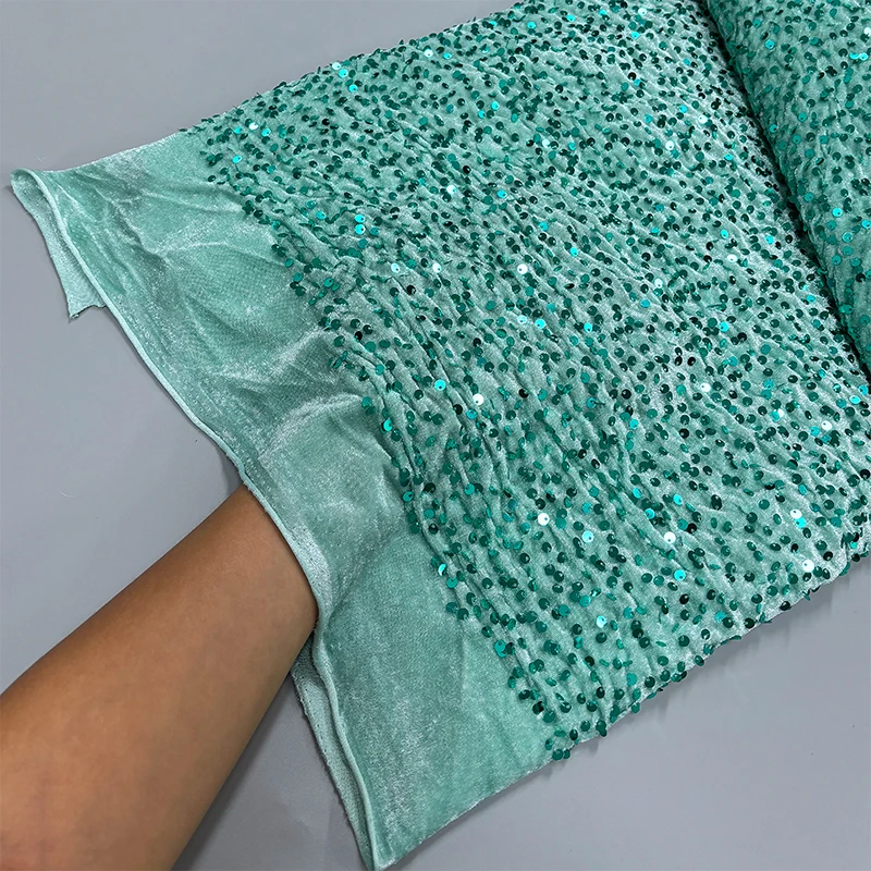 

African Soft Velvet Sequins Lace Fabrics 2026 High Quality Embroidery French Nigerian Lace Fabric For Dress Party 5Yards