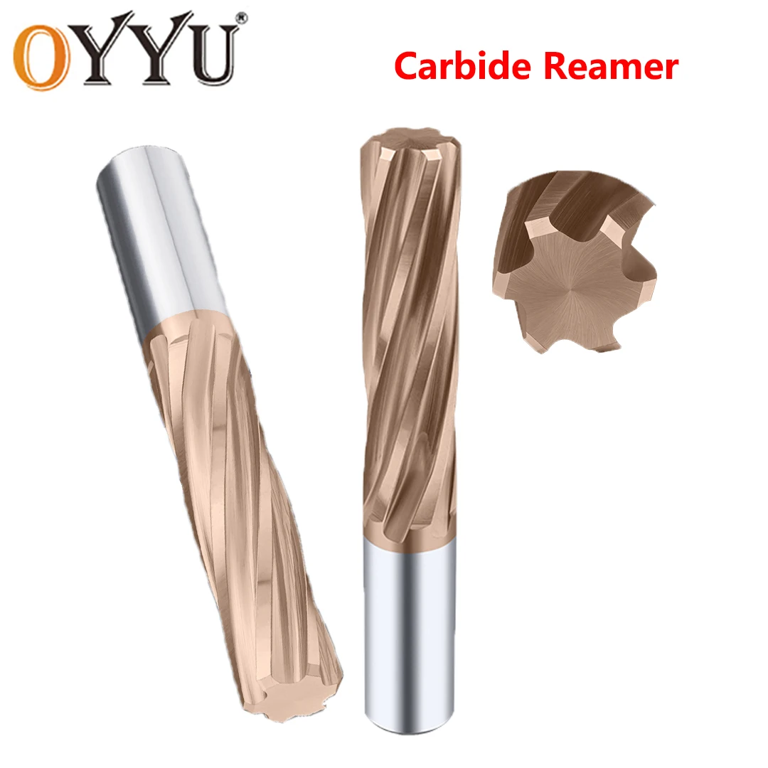 

OYYU 1mm-20mm Carbide Reamer Coated Spiral Flute H7 Chucking Metal Cutter Steel CNC Hole Tool 4F 6F 50L 60L 100L Machine