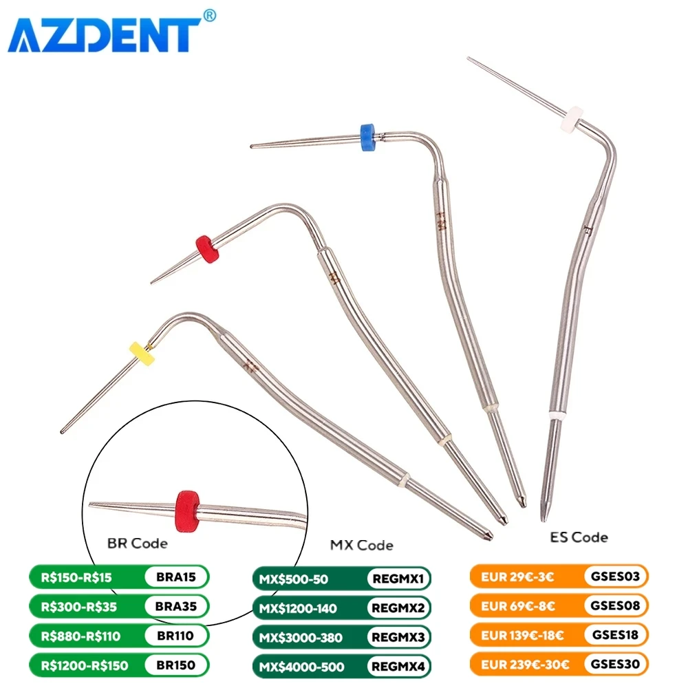 4pcs/Set Dental Gutta Percha Pen Heated Tips AZDENT Size F XF FM M for Obturation Gutta Percha Endo System