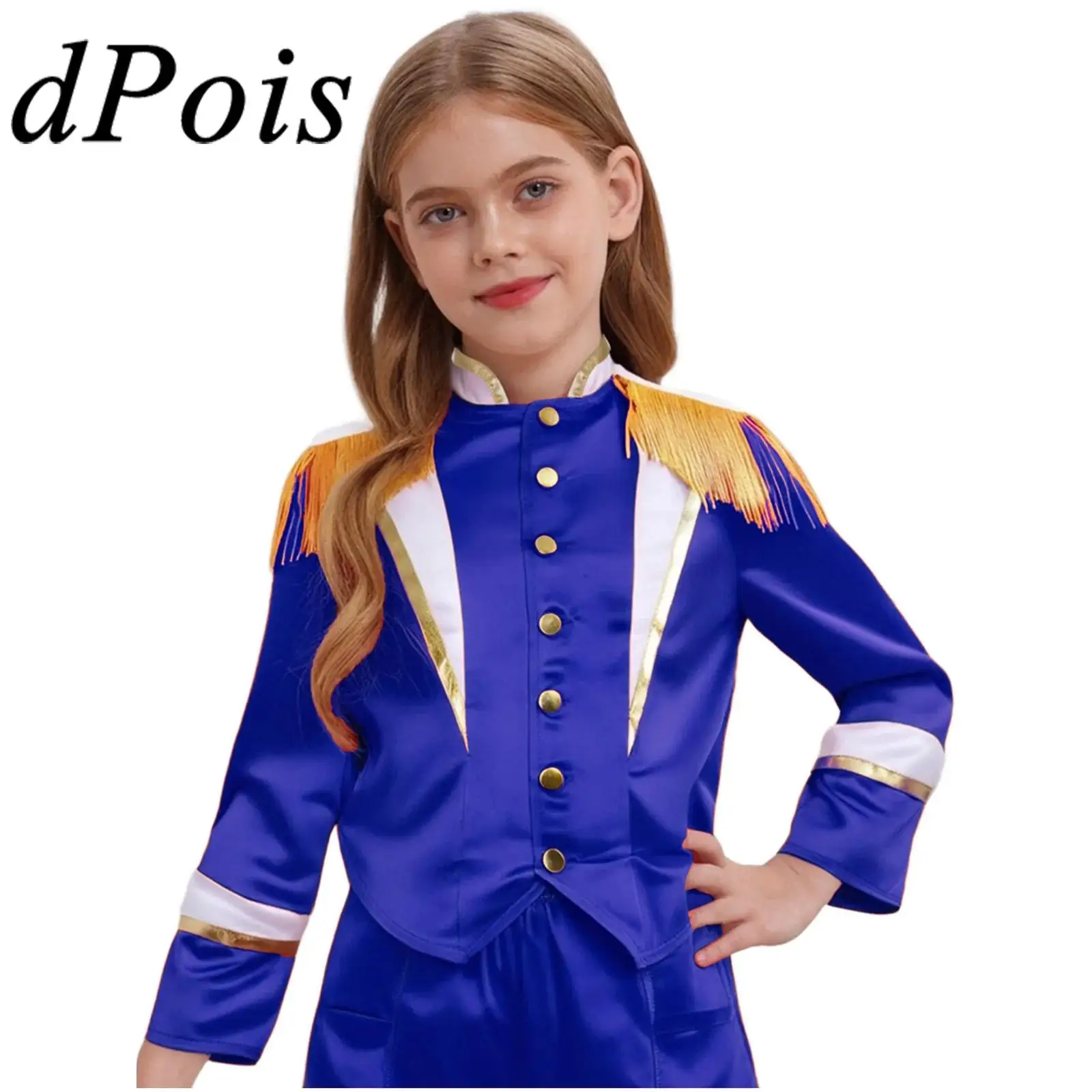 

Children Cosplay Trumpet Team Drum Coats Kids Boys Girls Major Marching Band Guard Uniform Jacket Stage Performance Outerwear