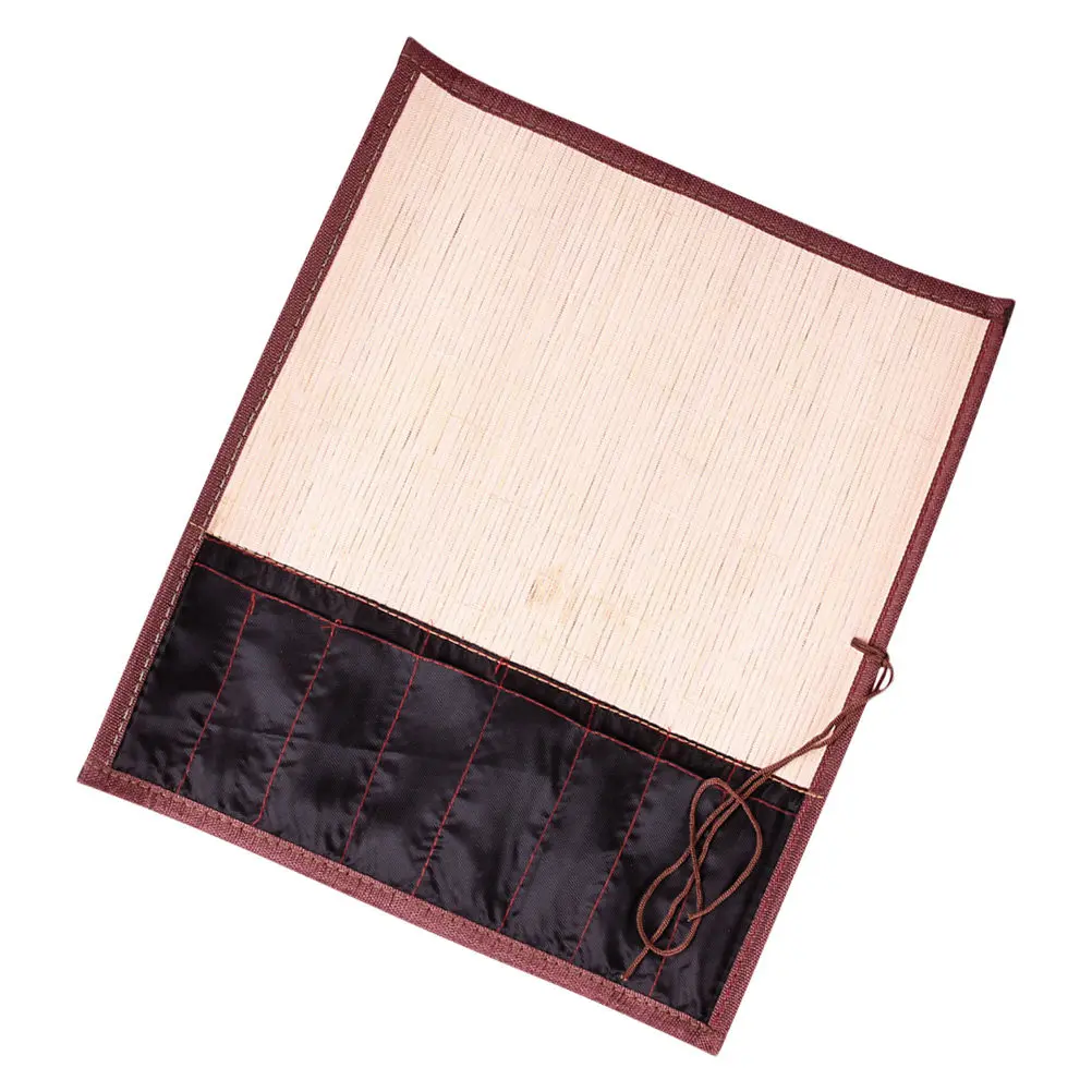 Stylish Bamboo Brush Pen Roll Wrap with Excellent Texture Roll Up Pencil Case for Artists Watercolor Brushes Drawing Pencils
