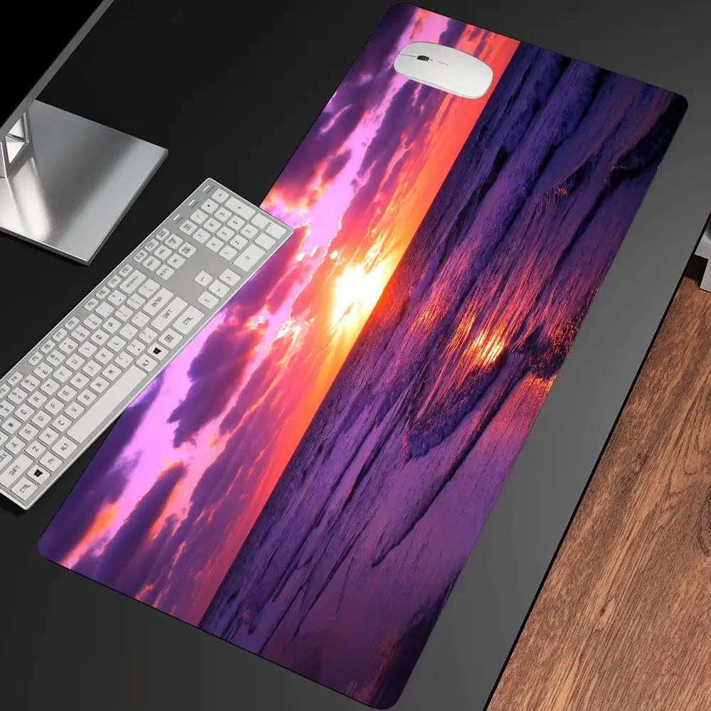 Sea Beach Sunset Mousepad Desk Accessories Desk Mat Gaming Mats Desk Decorating Supplies Mouse Pad Long Pad Office Decor Carpet