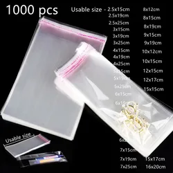 1000 Pieces Transparent Self Sealing OPP Plastic Bag Jewelry Gift Packaging Self Adhesive Biscuit Candy Packaging Cellophane Bag