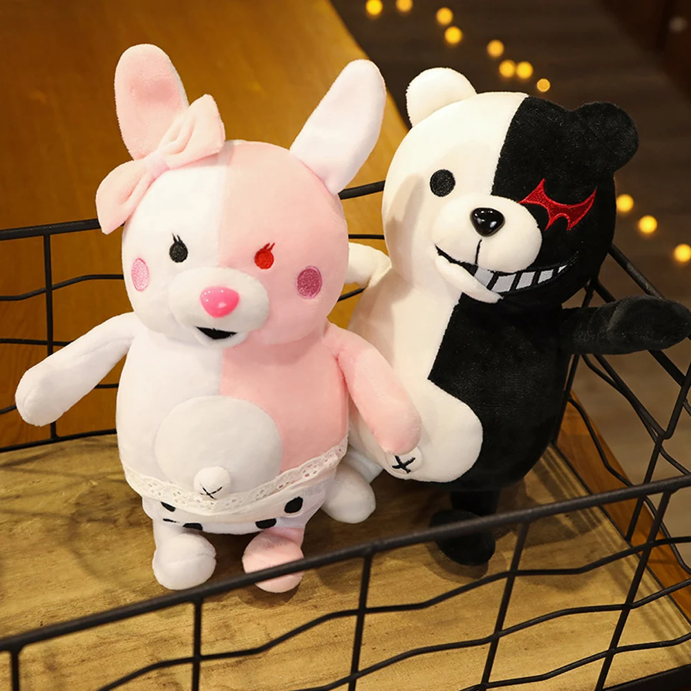 Cute Anime Dangan Ronpa Plush Toys Stuffed Zero Dangan Ronpa∕Zero Black White Bear Doll Gifts Popular Game Figure Plushie Dolls