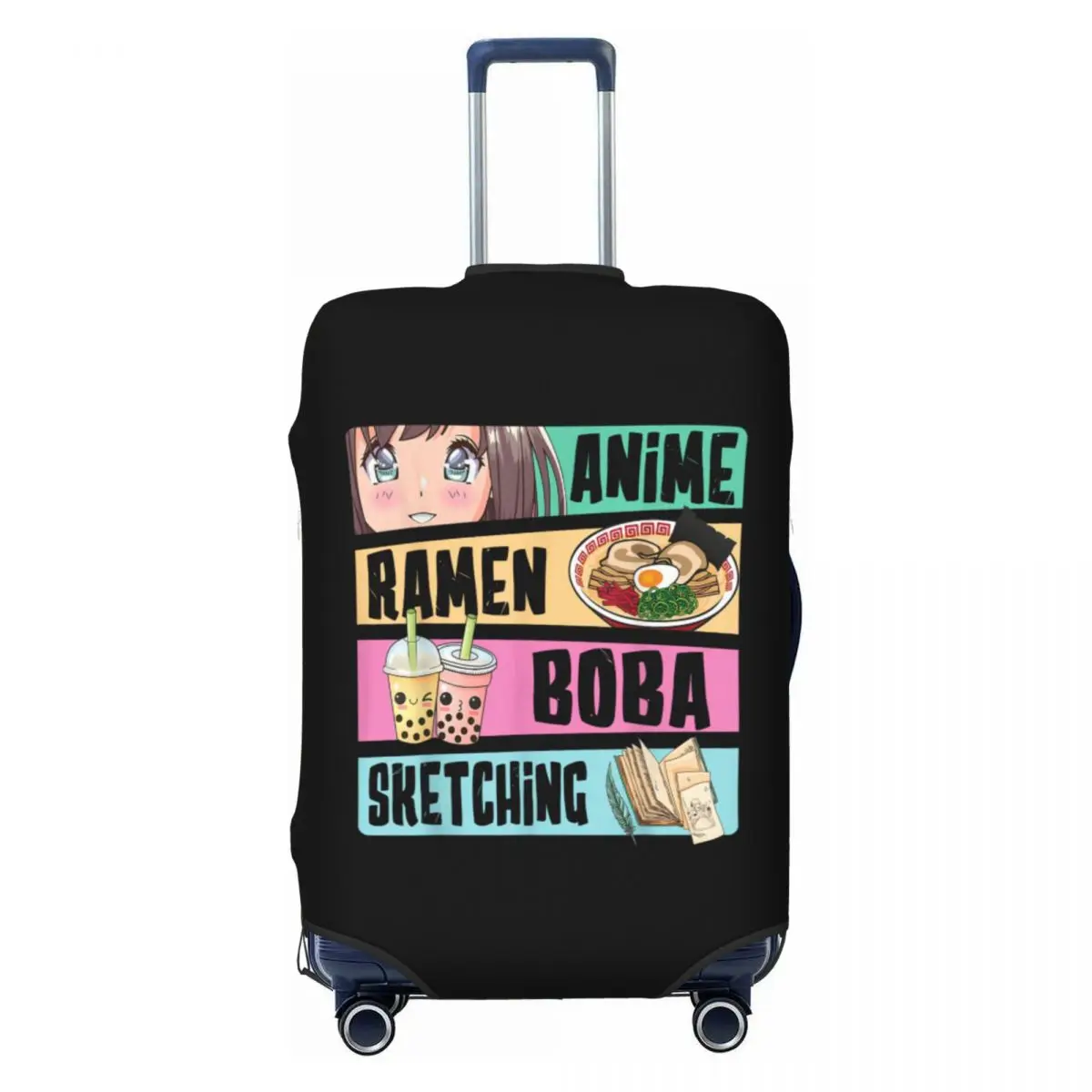 

Custom Anime Ramen Boba Sketching Luggage Cover Protector Funny Travel Suitcase Covers for 18-32 Inch