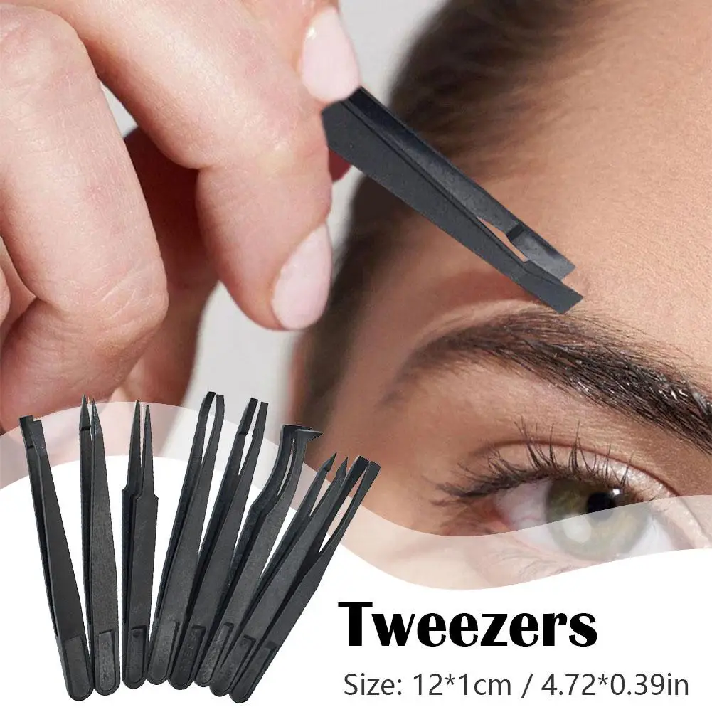 Hair Removal Tweezers Plastics Eyebrow Tweezers Slanted Face Black Point Harmless Tool Tip Beauty Black Makeup N0O6