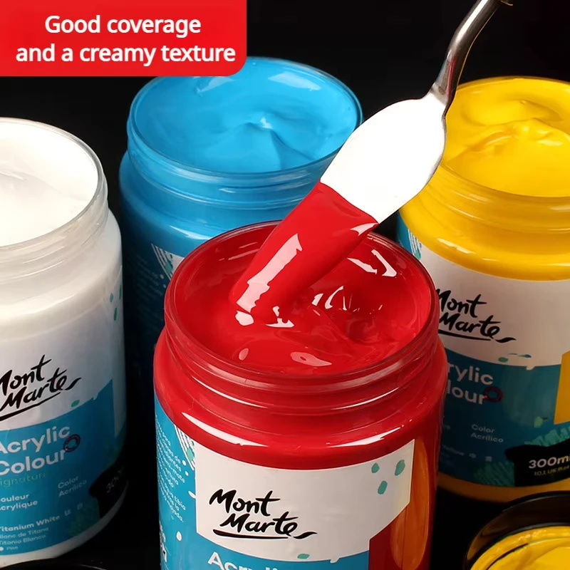 MONT MARTE Signature Acrylic Color Paint 300ml, Semi-Matte Finish for Canvas Wood Fabric Leather Cardboard,Paper, MDF Craft