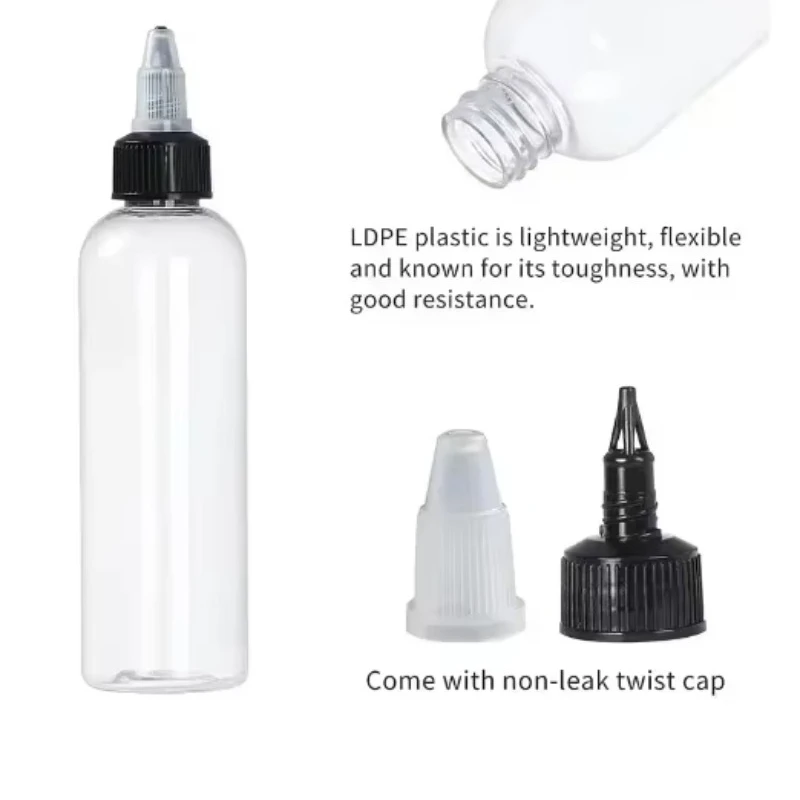 30Pcs 30ml-250ml Refillable Pointy Tip Gel Bottle Bee Squeeze Drop Bottle Clear Plastic Swivel Mouth Tip Plastic Transparent