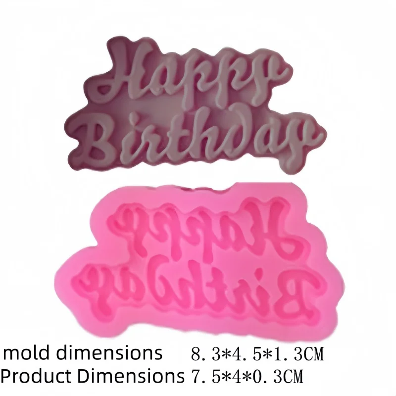 8 styles DIY Happy Birthday 3D Silicone Mould Handmade Fondant Cake Decorating Party Sign Topper Kitchen Baking Tools