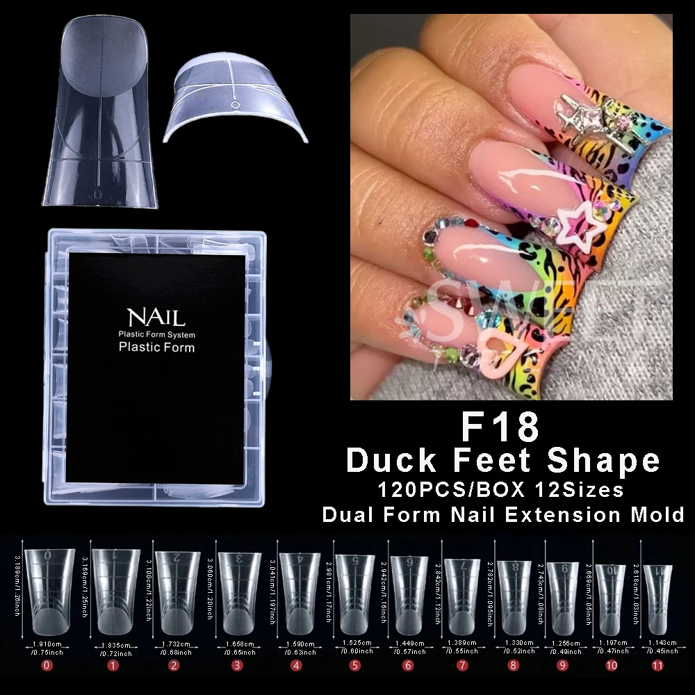 120 pz/scatola NUOVA Forma di Anatra Doppia Forme Forme di Estensione Del Chiodo Falso Consigli Costruzione Rapida Sistema di Unghie In Gel Copertura Completa Top Stampo Strumento