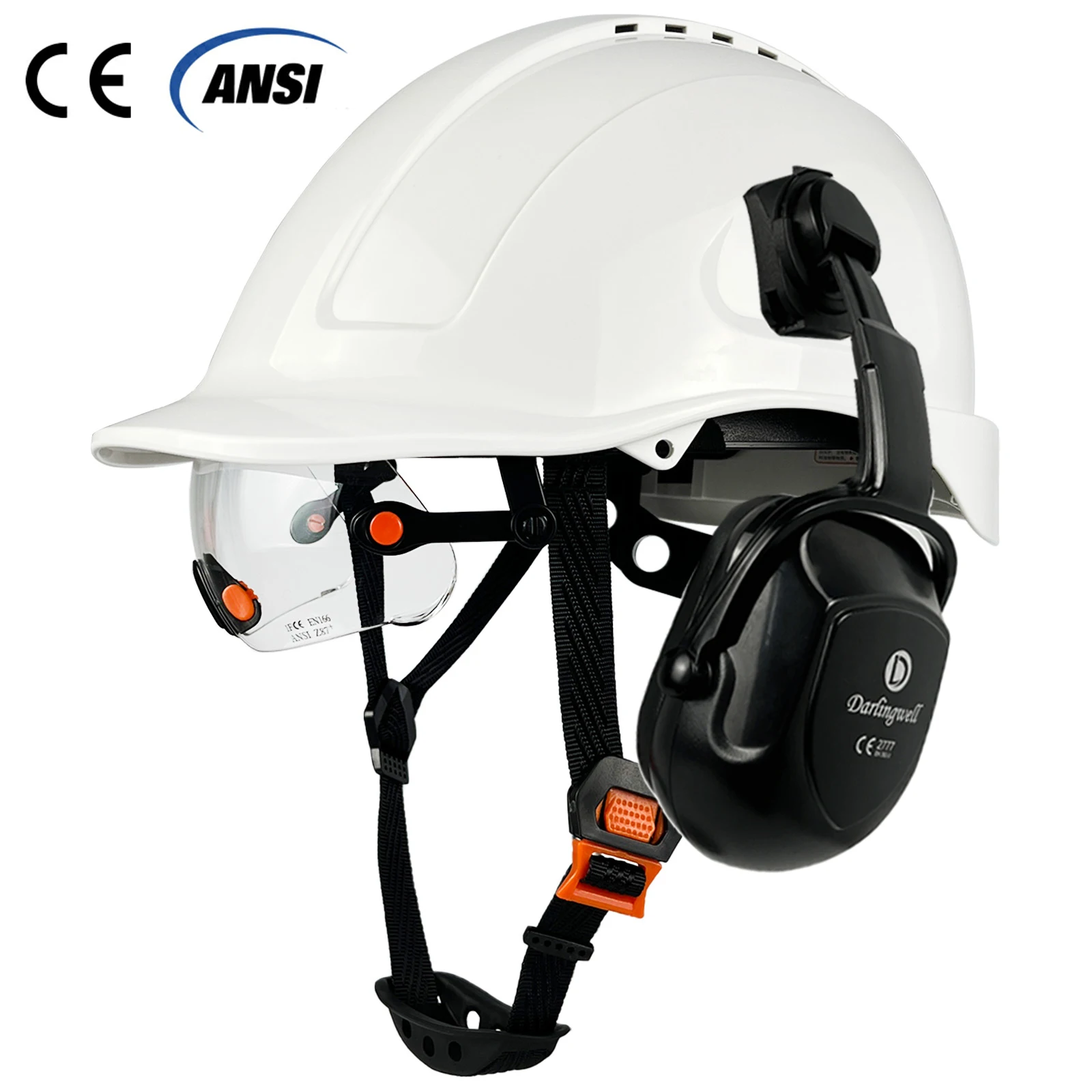 CE Safety Helmet With Visor Earmuffs Breathable ABS Industrial Head Protection Lightweight Construction Hard Hat ANSI Work Cap