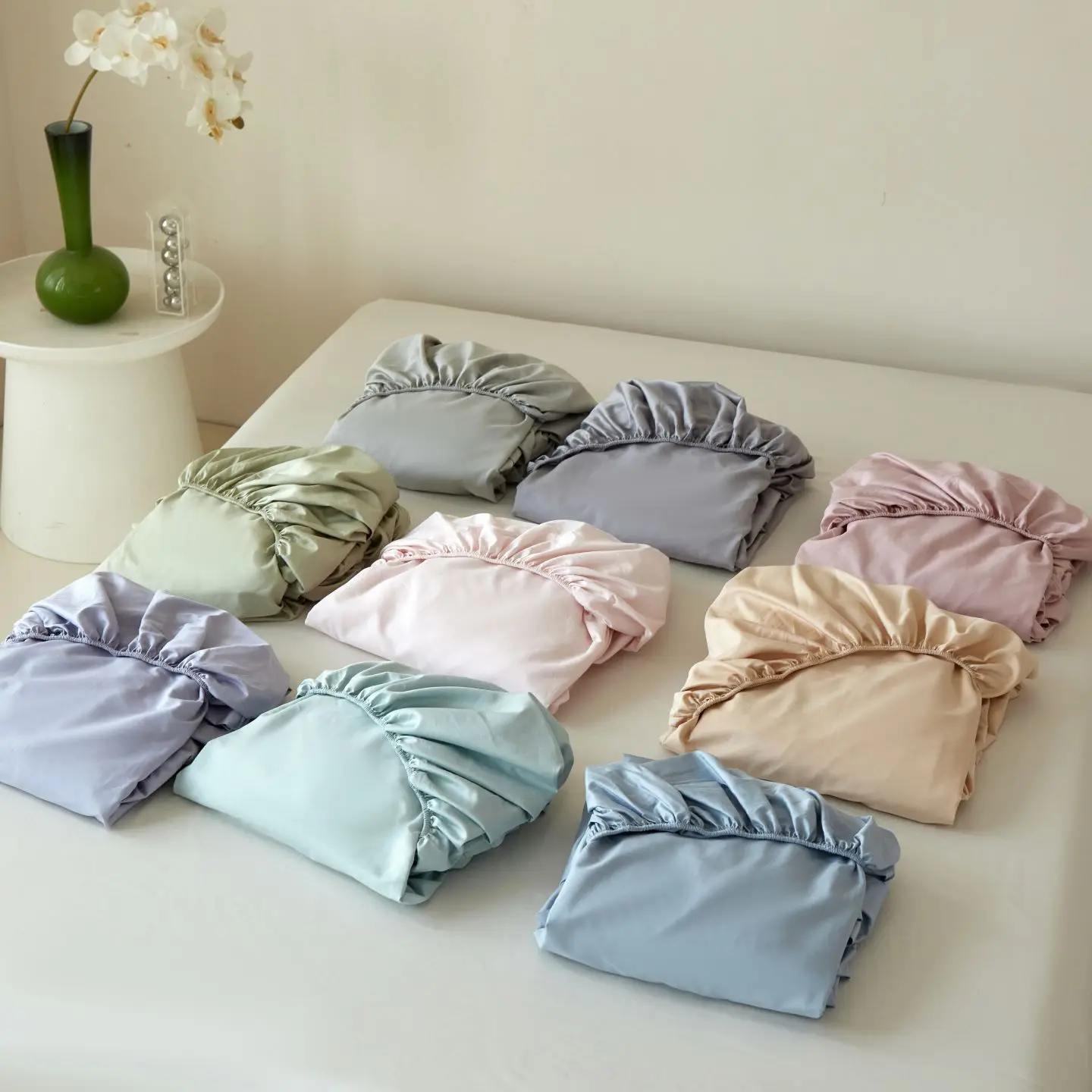 Drap-housse 100% coton pur avec bande élastique, drap-housse simple, double, queen size, couleur unie, protège-matelas