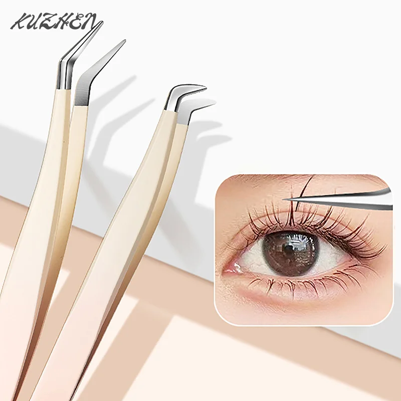 1 Pcs Eyelash Tweezers Extension Stainless Steel Superhard Tweezers With Fiber Tips High Precision Anti-Static Tweezers