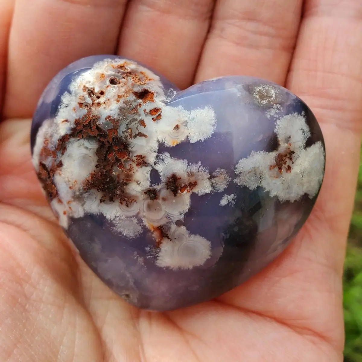 

1pc Blue Flower Agate Heart Crystal Carving, Healing Decor for Thanksgiving Day, Home & Office Decor, Mother' Day Gift
