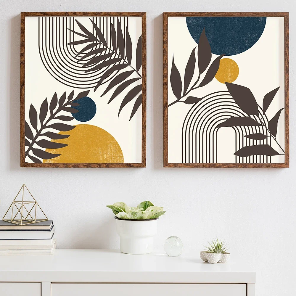 

Abstract Blue Yellow Midcentury Nature Canvas Painting Modern Posters And Prints For Living Room Home Decor Wall Art Pictures
