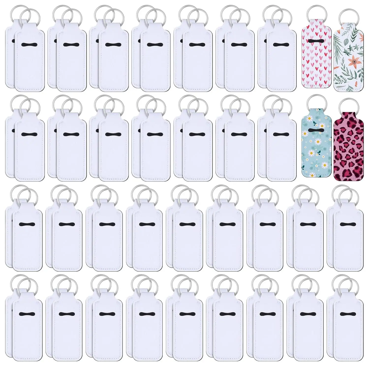 Sublimation Keychain, Blanks Sublimation Lipstick/Lip Balm Keychains, Neoprene Lipstick Protective Cases ,DIY Ornament，100pcs