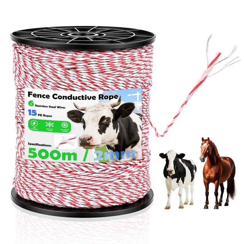 LSXHQ 200/500M Electric Livestock Fence Wire Smooth Fence Wire 2mm Strands Stainless Steel Conductive Rope Fence Wire Roll