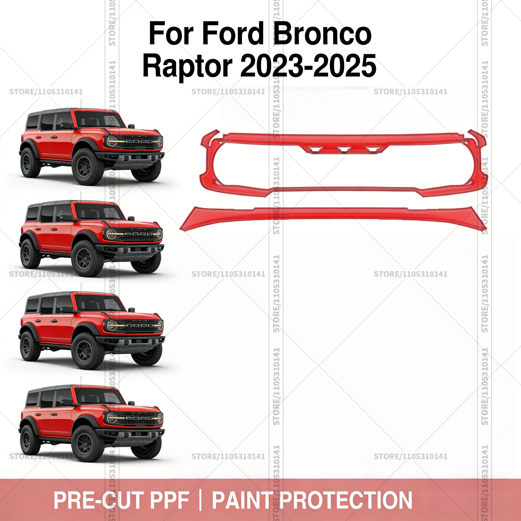 

For Ford Bronco Raptor 2023-2025 Pre-Cut Paint Protection Film PPF Transparent Car Film Professional Automotive PPF Front Bumper
