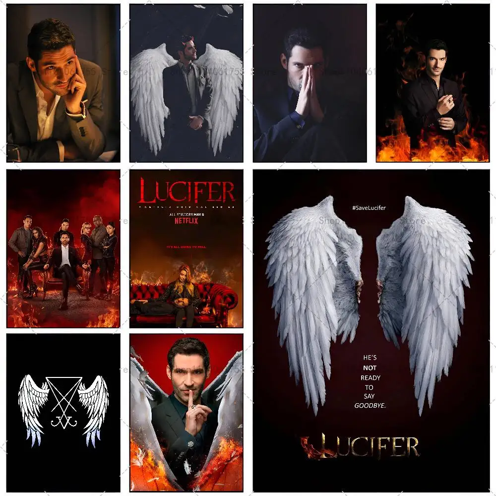 TV series Lucifer Poster Self-adhesive Art Waterproof Paper Sticker Coffee House Bar Room Wall Decor