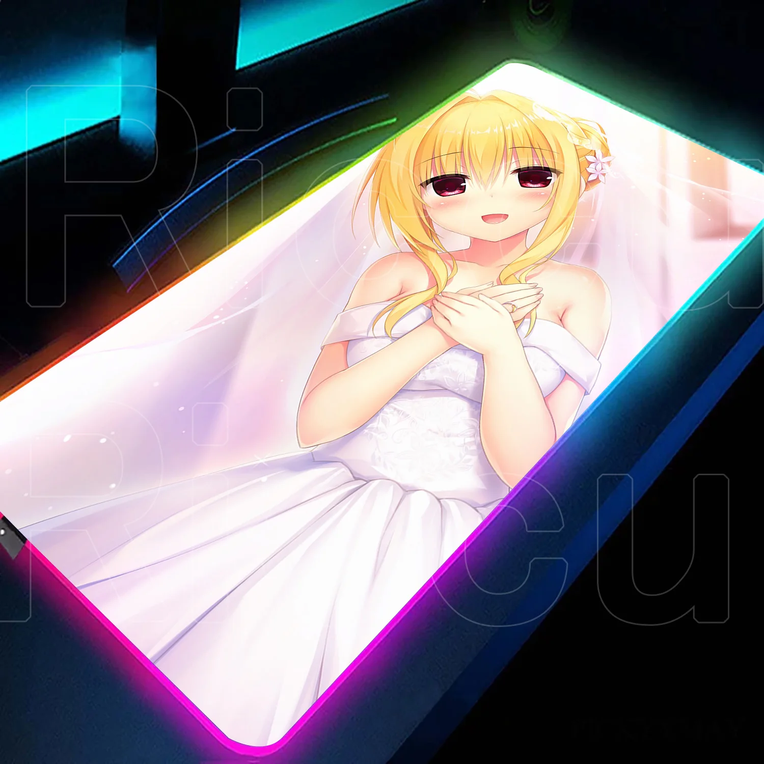 RGB Bishoujo games Lumines Keyboard Mousepad XXL Non-slip Rubber Gamer Computer Decoracion Desk Jinming Rihai LED rubber pad