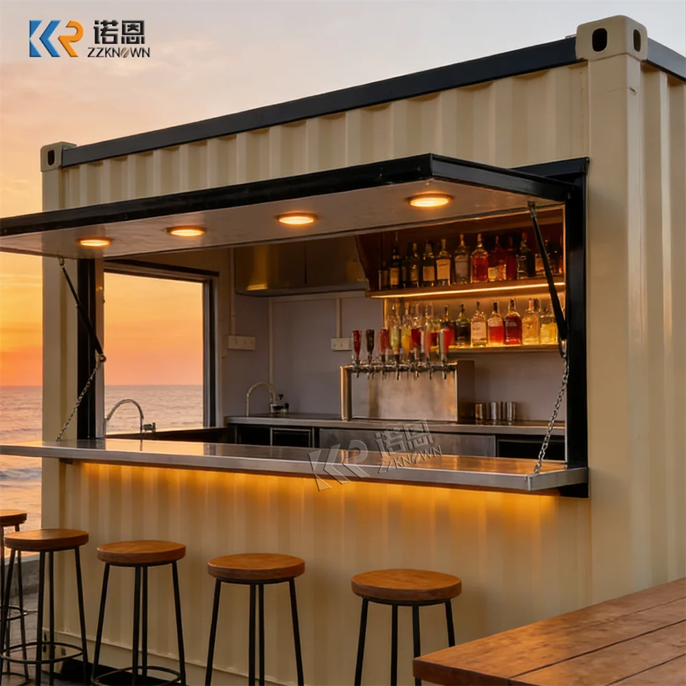 Popular Folding Cafe Container Coffee Shop 20FT 40FT Container Restaurant Luxury Shipping Container Bar With Kitchen