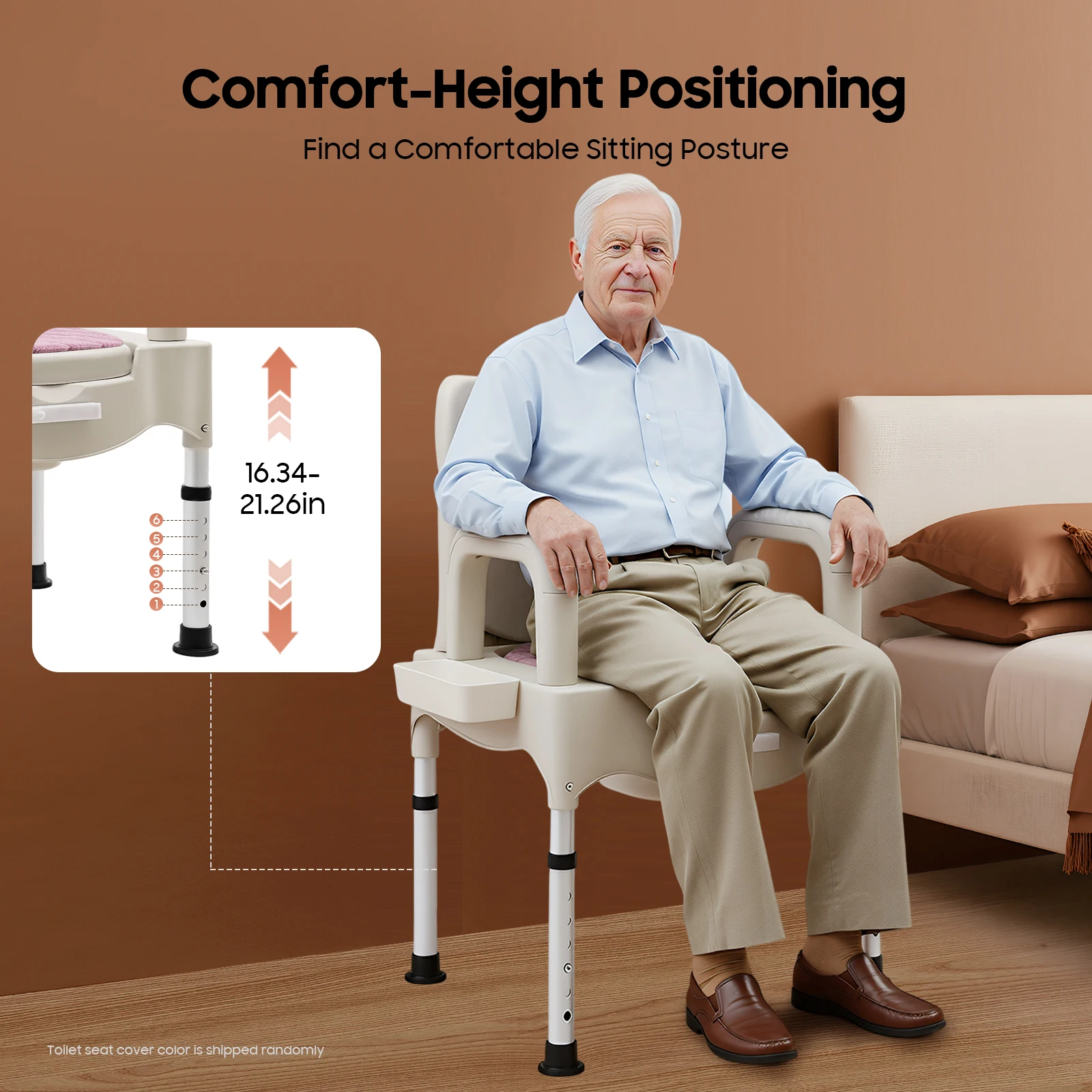 

High Load-Bearing Toilet Chairs, Adjustable Commode Toilet Chair Bedside Commodes Chair, Suitable for the Elderly/Disabled