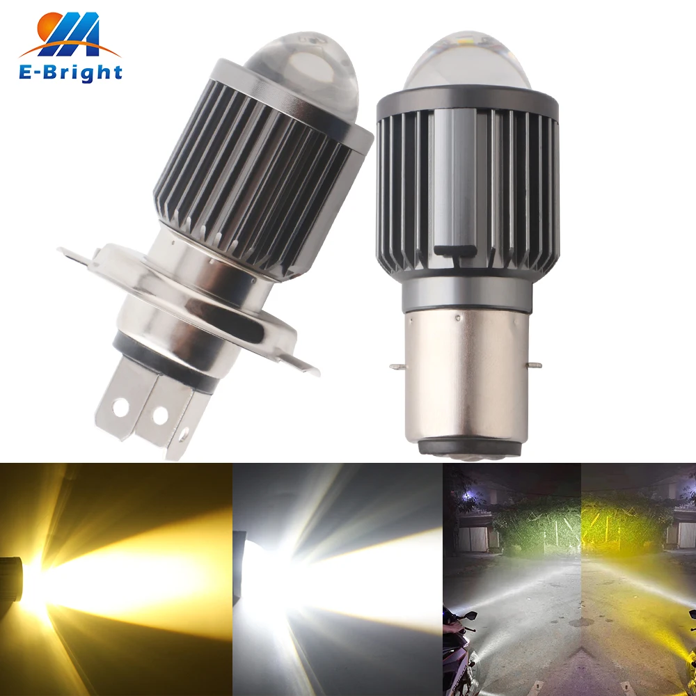 

1x H4 HB2 9003 Led Motorcycle Headlight Bulbs 6000K 1800LM COB Hi/Lo Beam Dual Color H6 BA20D Led Scooter Fog Light 12V