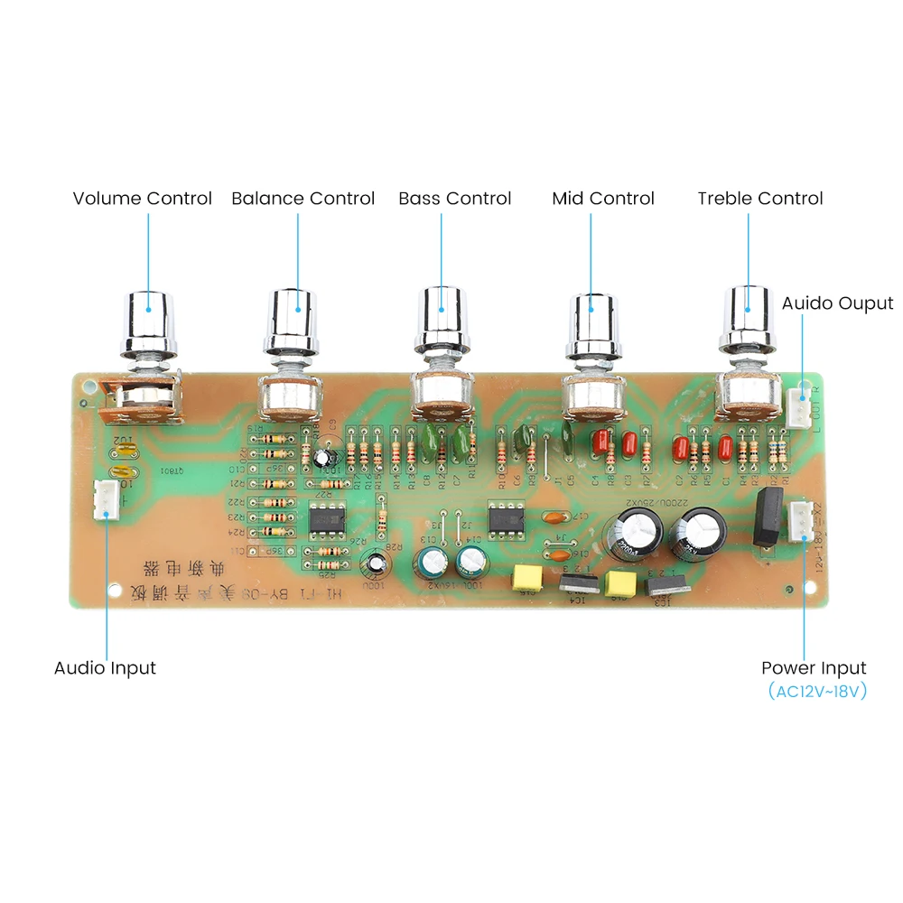 AIYIMA Dual AC12-15V AN4558 OP AMP Preamplifier With Treble Mid-range Bass Preamp Volume Adjustment Tone Board For Amplifier