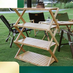 Outdoor Camping Storage Rack Portable Multi-functional Picnic Folding Table and Chairs Multi-layer Storage Rack Shoe Rack