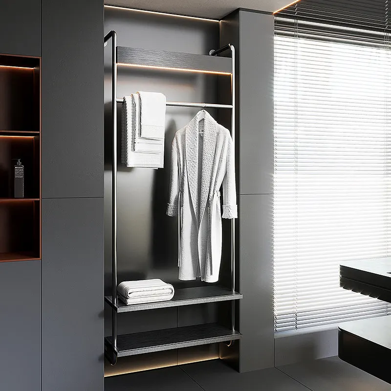 Hotel stainless steel electroplated black titanium wall hanger bath towel drying rack hotel hotel bathroom clothes rack