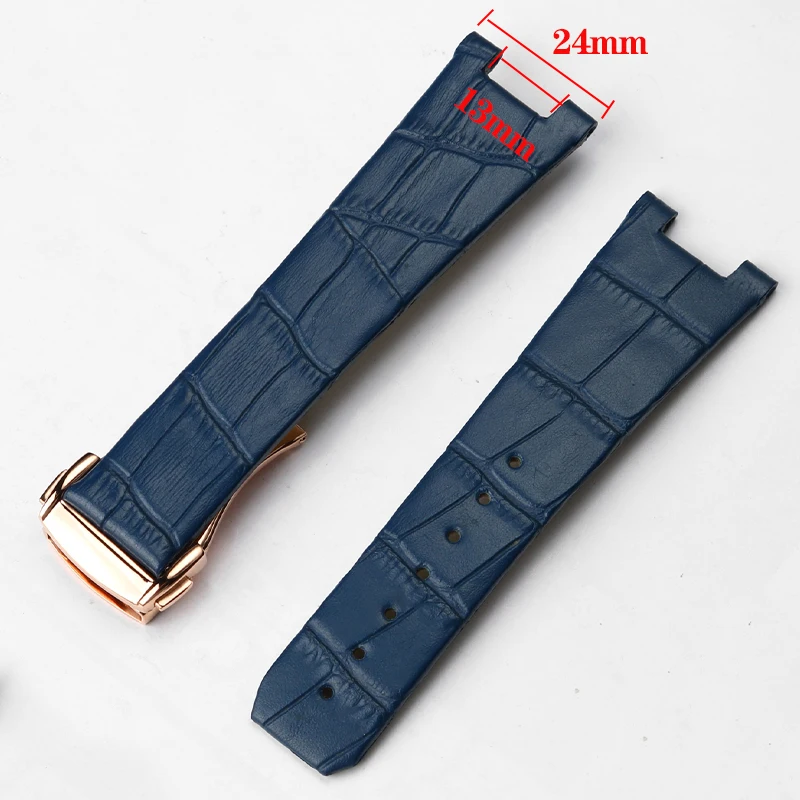 Men's Leather Strap for Omega Constellation Double Eagle 39mm Watch 131.10 Watchband Blue 24mm Bracelet 131.10 Deployment Buckle