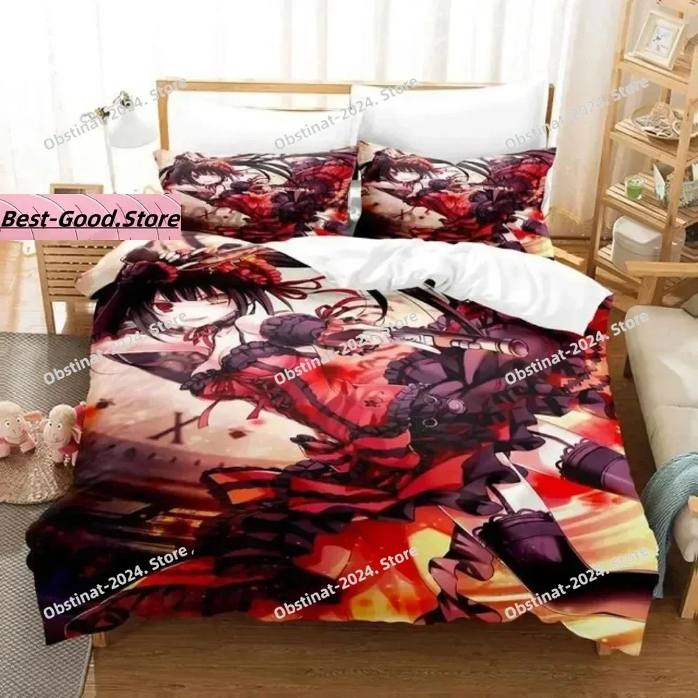 

Top Anime Date A Live Kurumi Tokisaki Bedding Set Print With Pillowcase Bed Duvet Cover Soft Single Double Queen Super King Size
