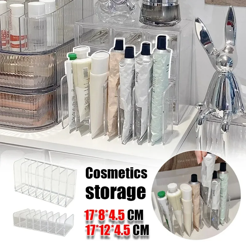 Boîte de rangement transparente pour crème pour les mains, multi-compartiments, grande capacité, pour comptoir étroit, plateau de rangement pour maquillage et soins de la peau, 1 à 10 pièces