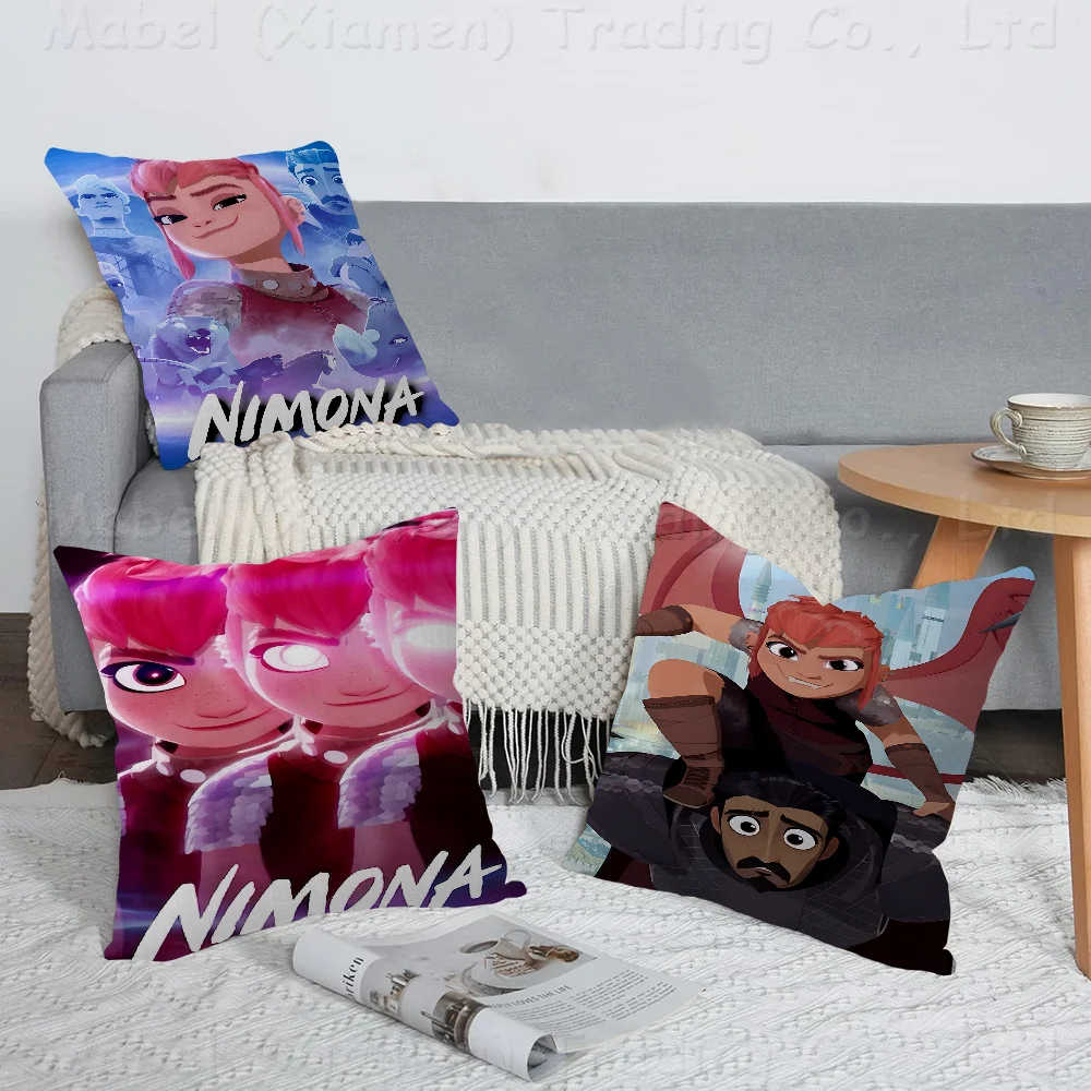 

America Movie Anime N-Nimona Pillowcase Toon Gift Cushion Cover Bedroom Home Sofa Chair Seat Decor Pillow Case