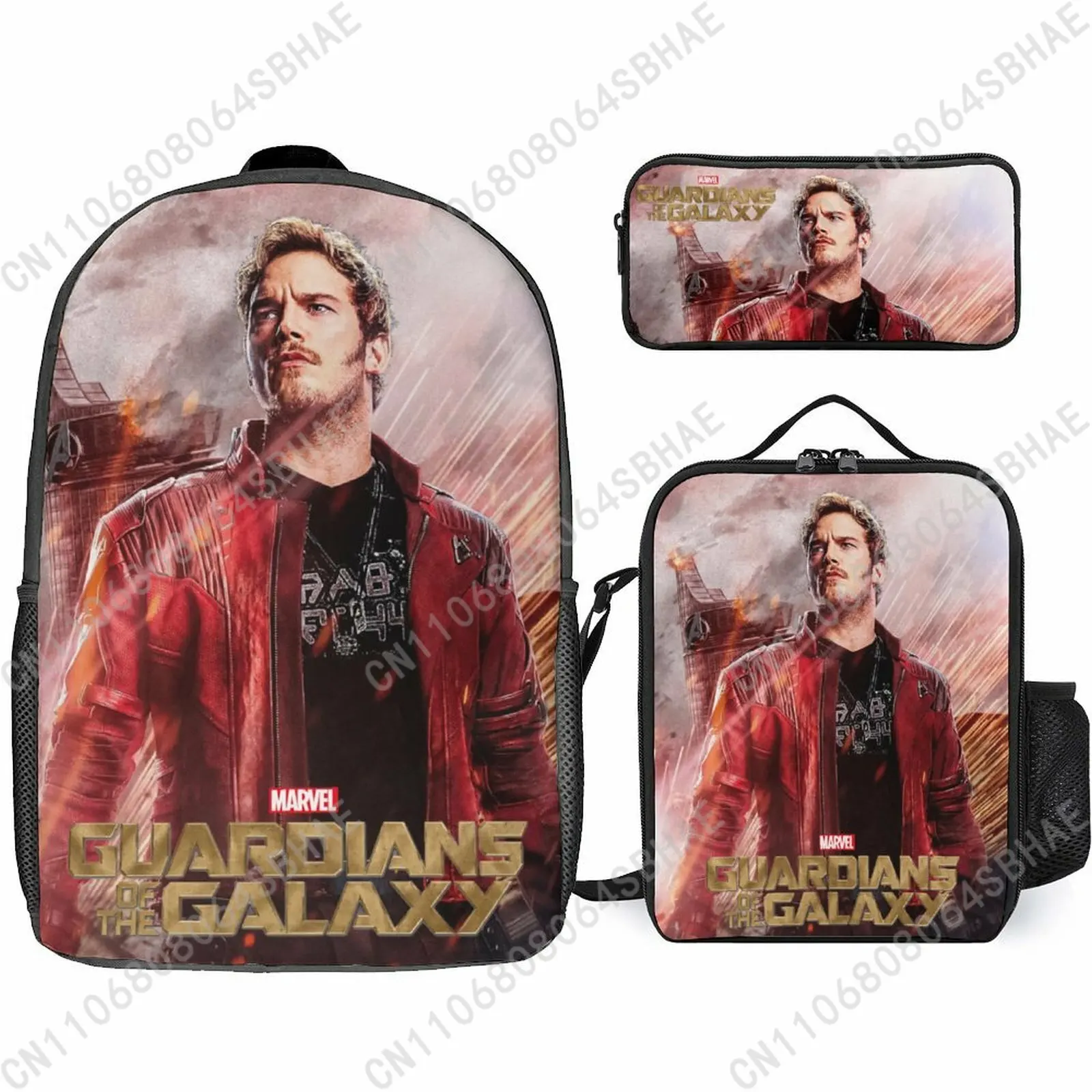 

Школьный рюкзак Marvel Star Lord для подростков, учащихся средней и старшей школы, 3 шт., сумка для книг, сумка для обеда, сумка для карандашей, косплей