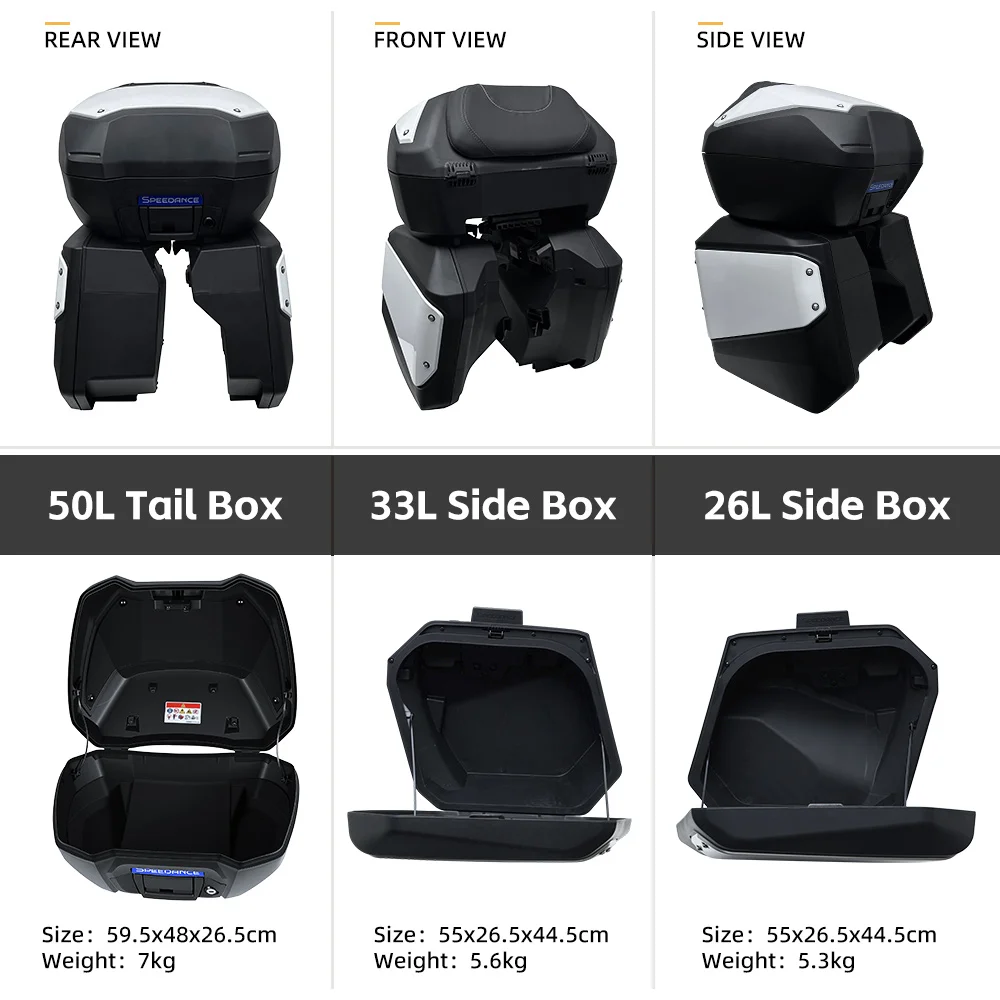 Tail Box & Side Case For Honda XADV750 2022-2026 Motorcycle PP Rear Trunk Rider Scooter Toolbox Quick-release Large Capacity